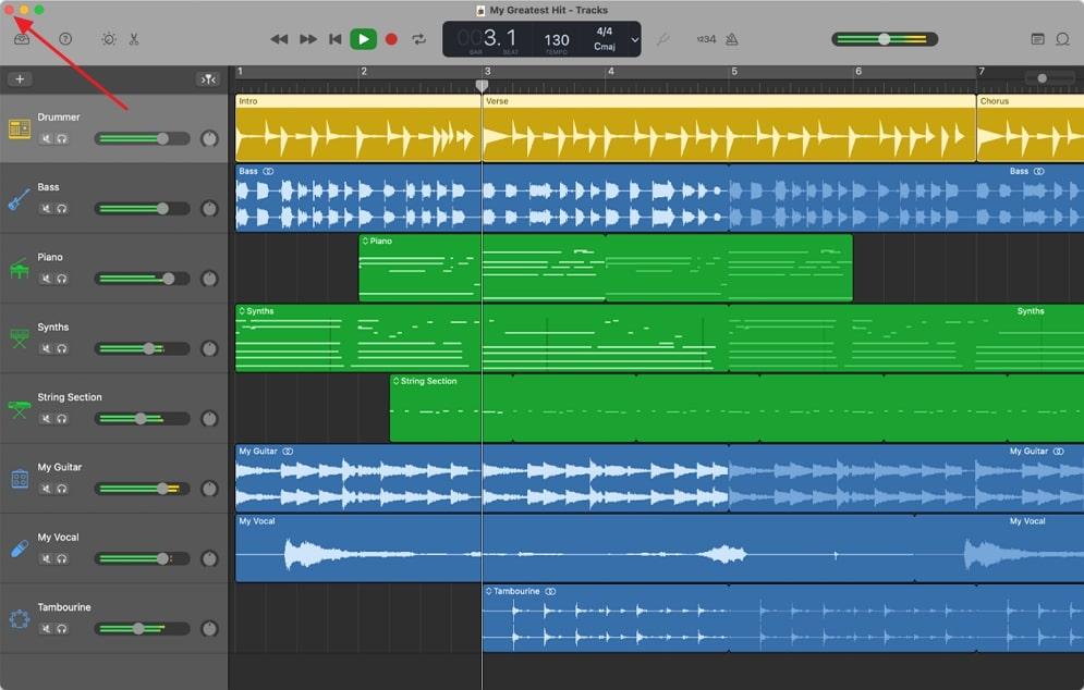 exit garageband on mac