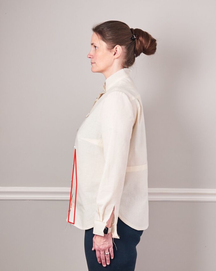 Liesl + Co Classic Shirt Muslin showing the need for additional contouring