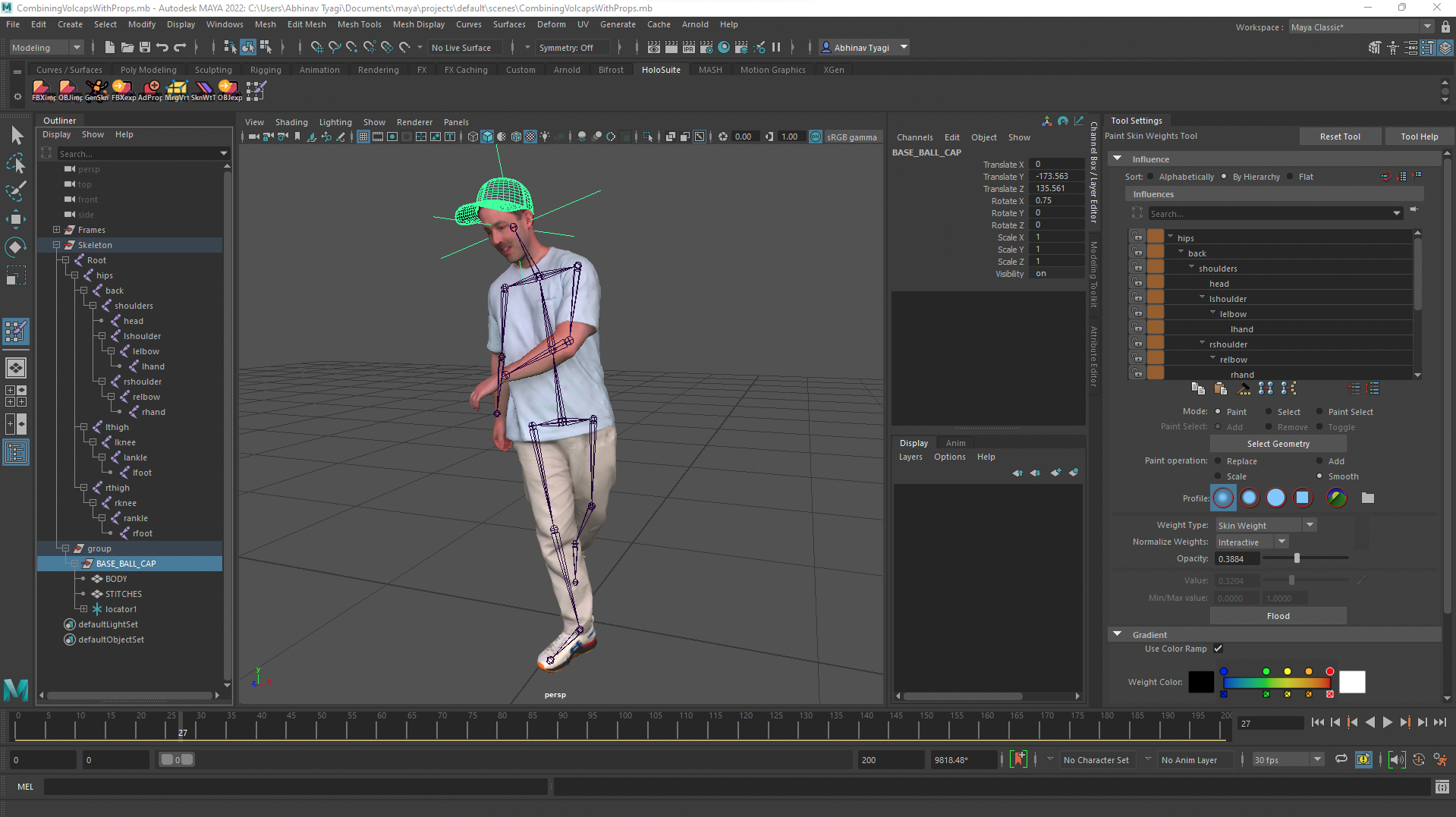 Artist Adding Props to Volumetric Character