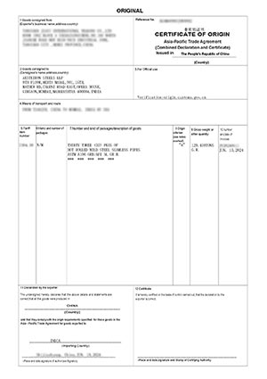 Certificate of Origin