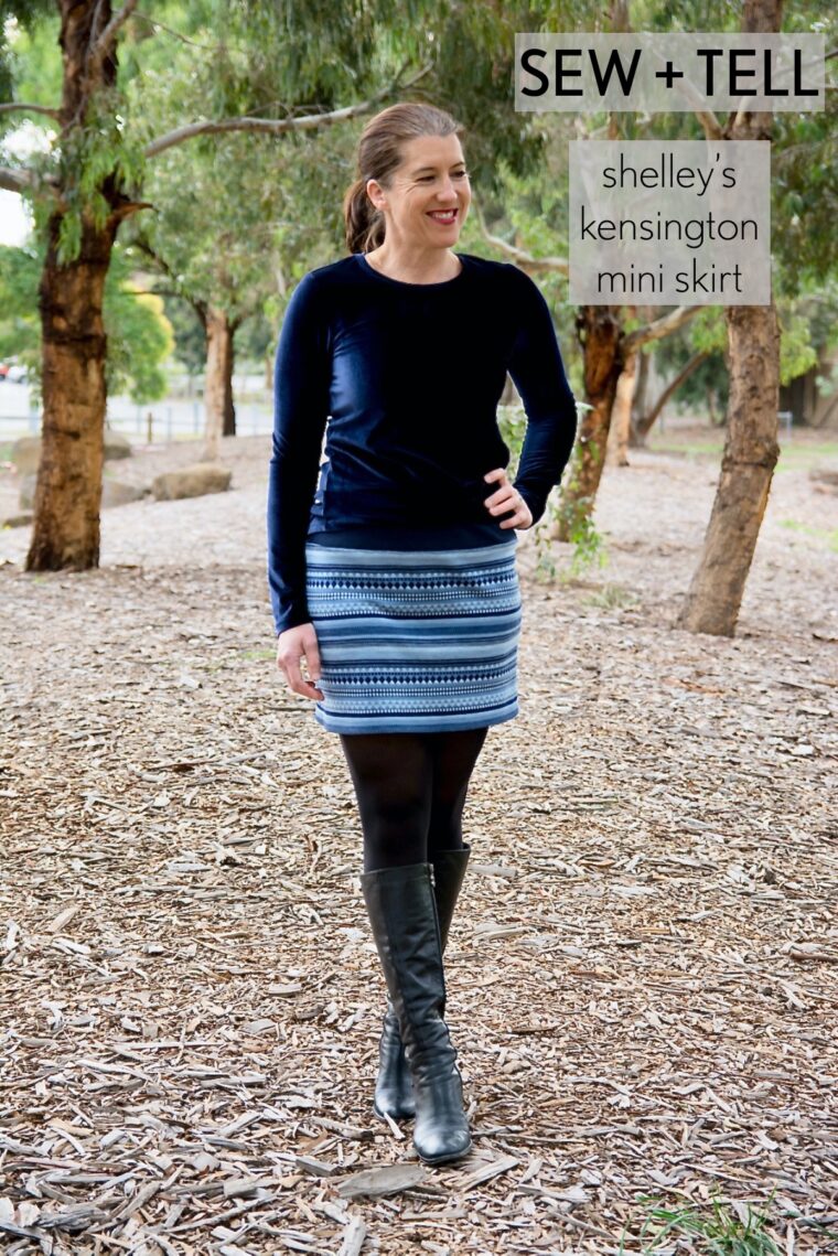 Shelley transformed the Kensington Knit Skirt into a chic winter mini.