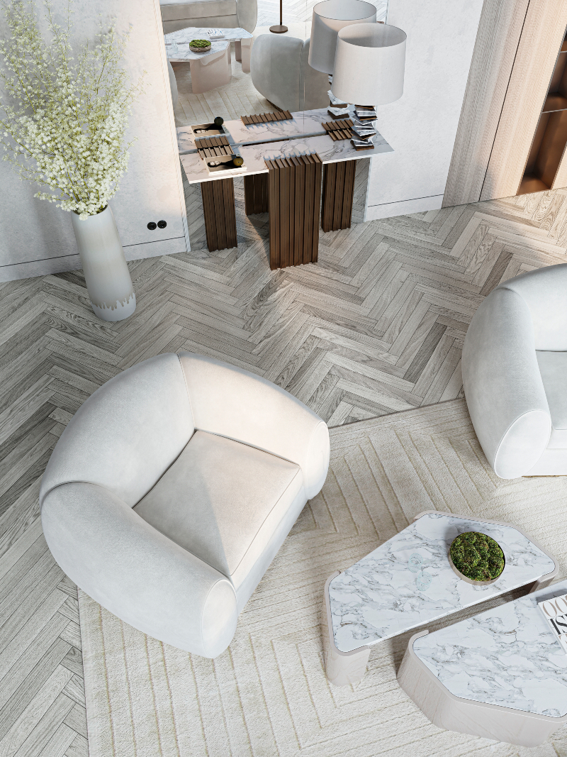 Clean Smooth Living Room By Covet House And Olga Bondareva