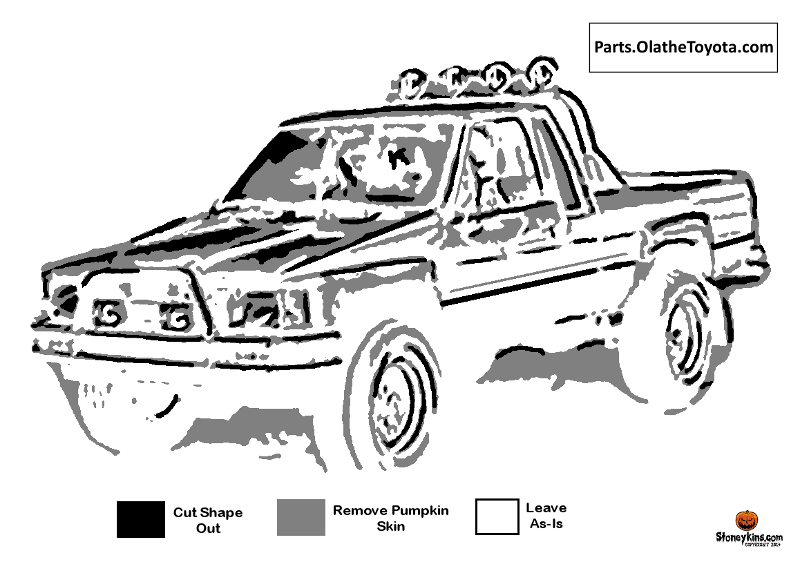 Classic 80s Toyota truck pumpkin carving pattern for download