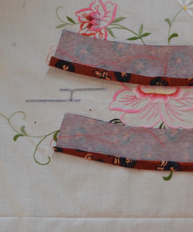 Skirt facings basted and folded