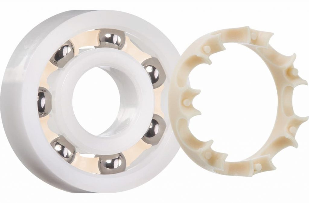 Plastic ball bearing materials