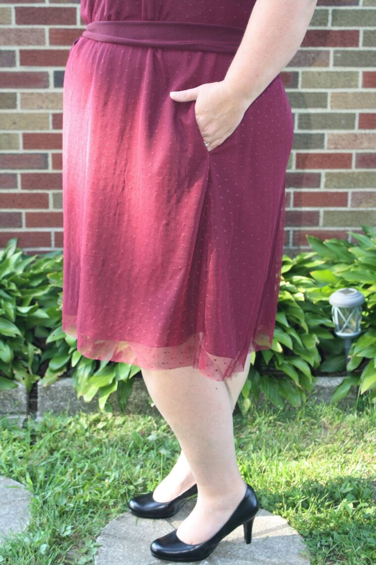 Close up of bottom hem of dress