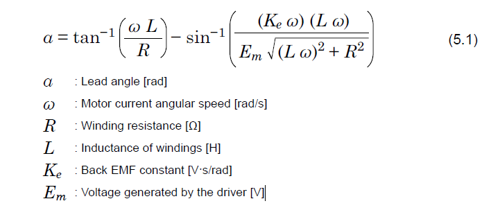 Lead angle formula for brushless motors
