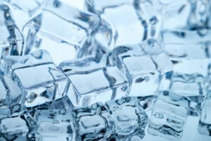 up-close view of ice cubes