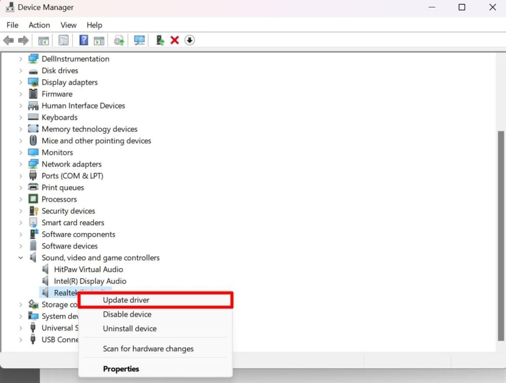 update driver using device managerÂ