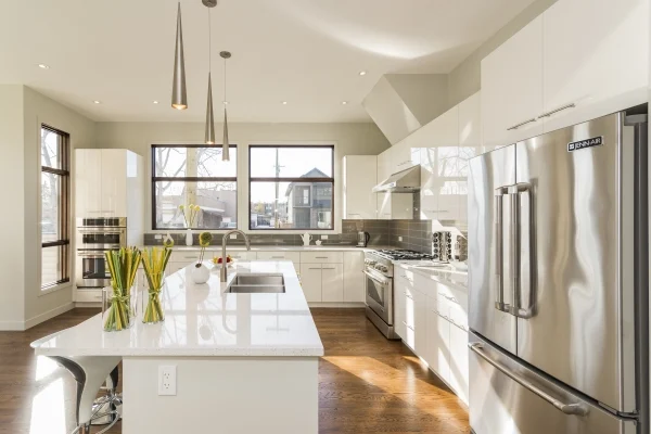 Beautiful Shot of Modern House Kitchen with Sunlight