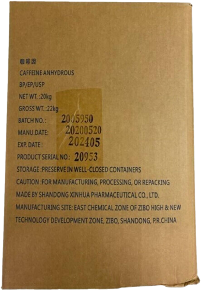 Brown carton with black text