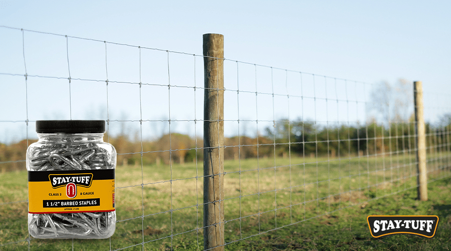 STAY-TUFF staples provide superior holding power on wooden posts