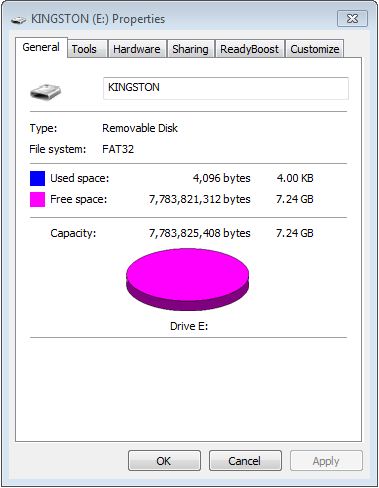 Kingston USB Properties