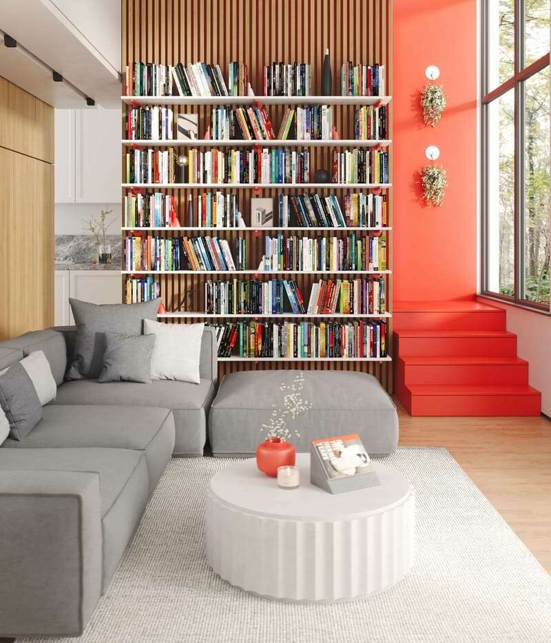Voracious readers rejoice: your library wall is within reach with the Roderick modular wall shelf system by
Shelfology®.