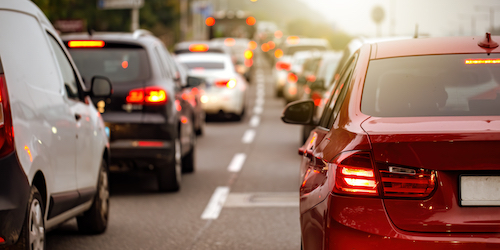 cars braking during rush hour