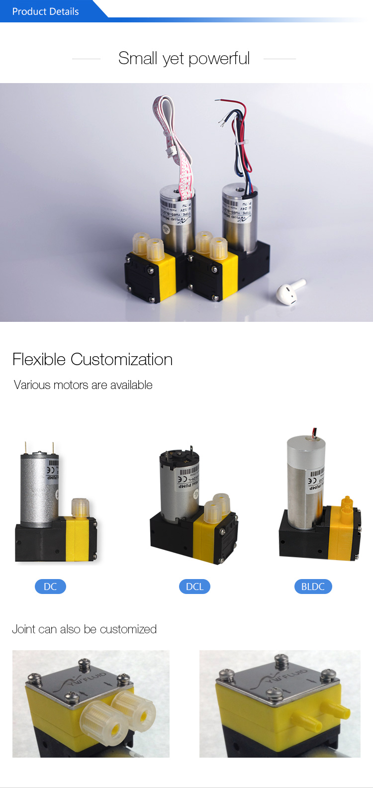 Elektrisk power borstlös DC-membranvattenpump 12V-YW05-A-BLDC