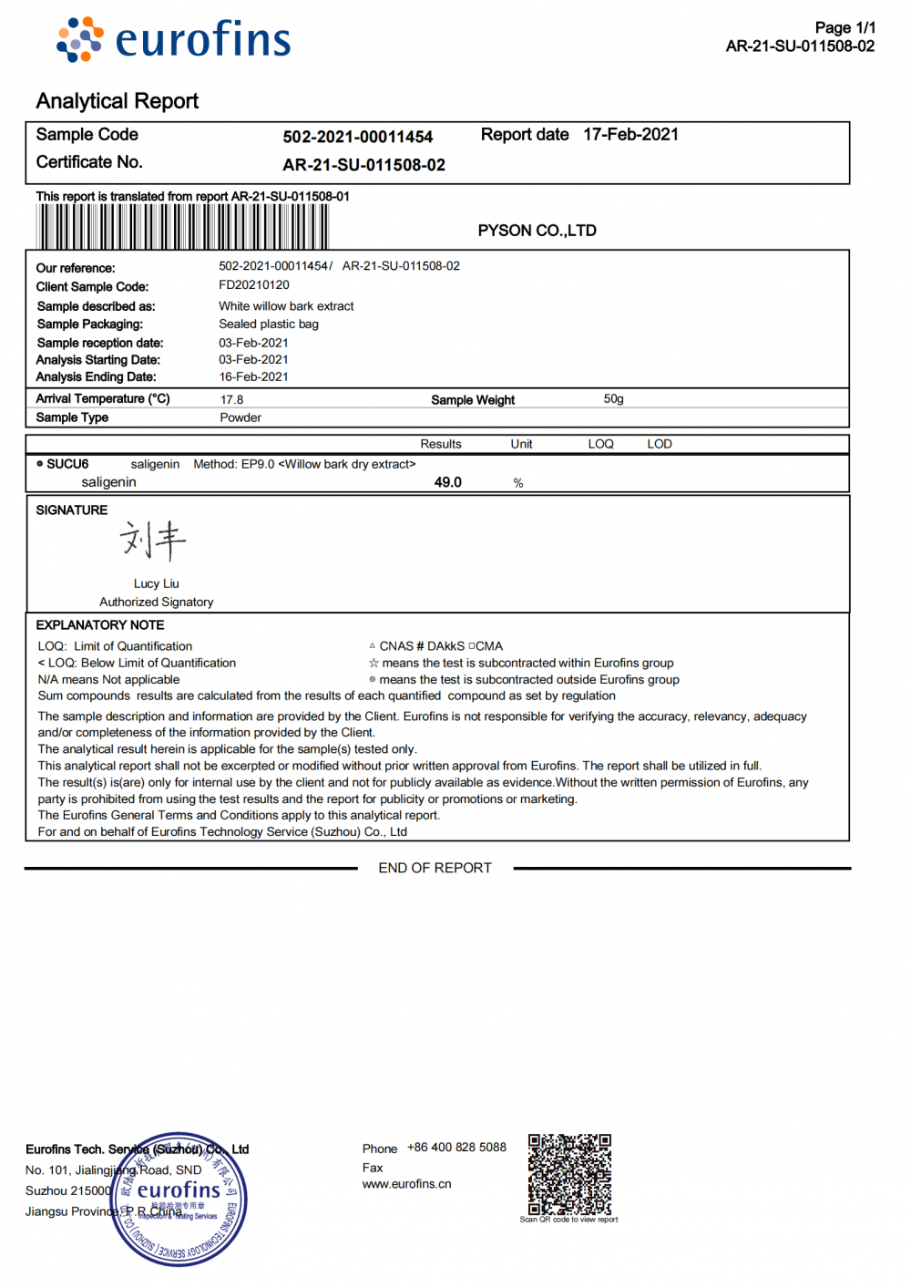 Analytical Report