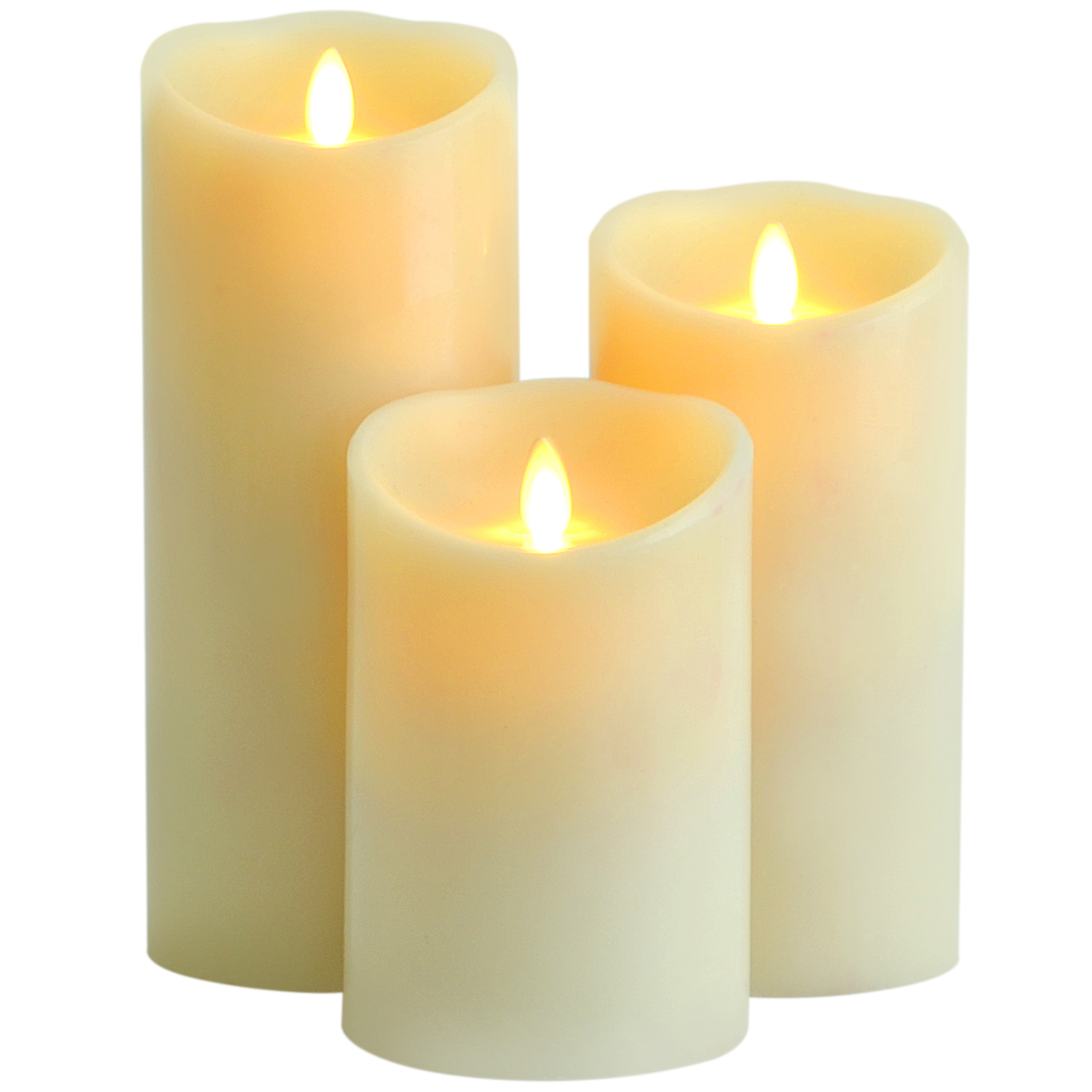 Moving wick led flameless pillar candles set of 3
