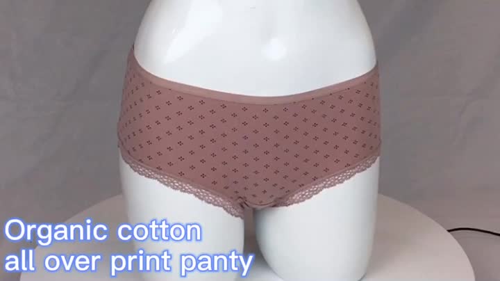 Intimo slip da donna in cotone organico con stampa OEM.MP4