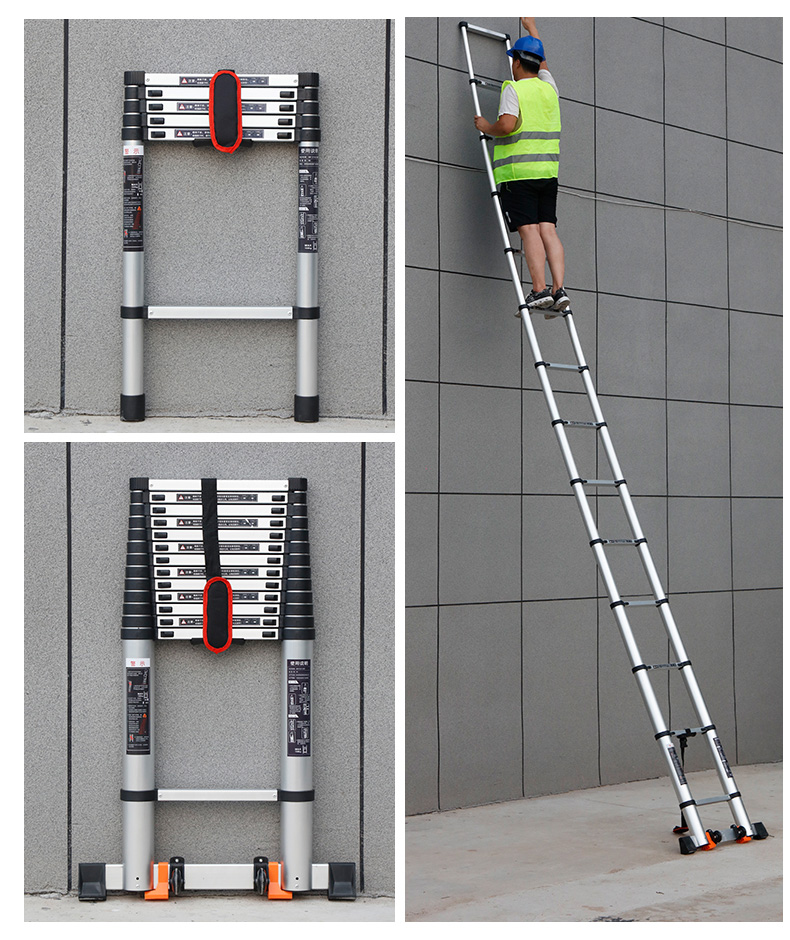 2 2.6 3.2 3.8m Safety Aluminum Telescopic Folding Ladder