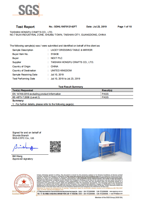 SDHL1907012142FT test report