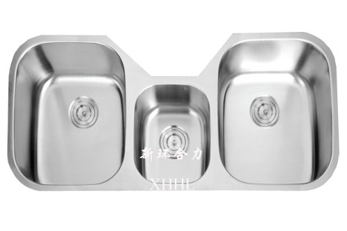 Brushed stainless steel kitchen sink