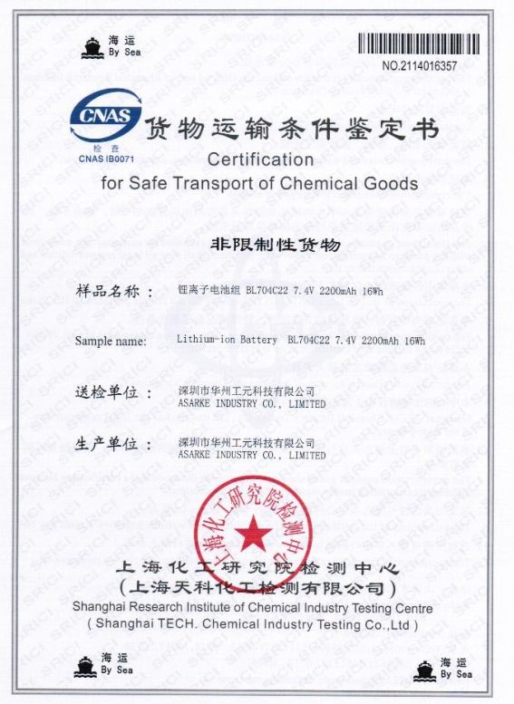 Certification for Safe Transport of Chemical Goods