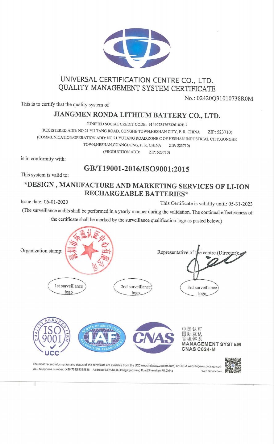 Quality Management System Certificate