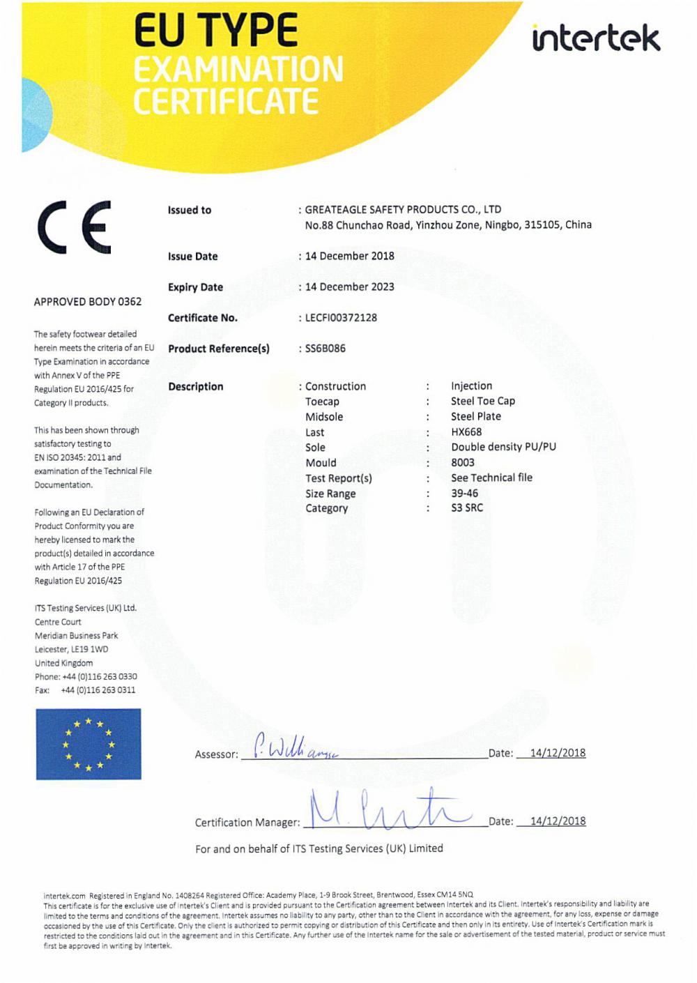 EU TYPE-EXAMINATION CERTIFICATE