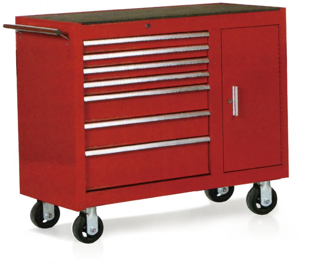 Seven drawer tool cabinet with double boxes