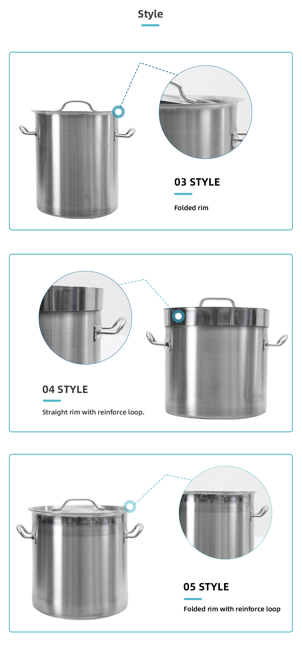 Quality large stainless steel soup pot