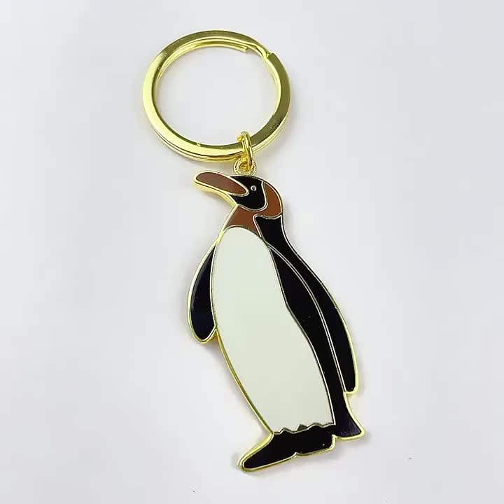 Aangepaste pinguïnlogo -emaille sleutelhanger