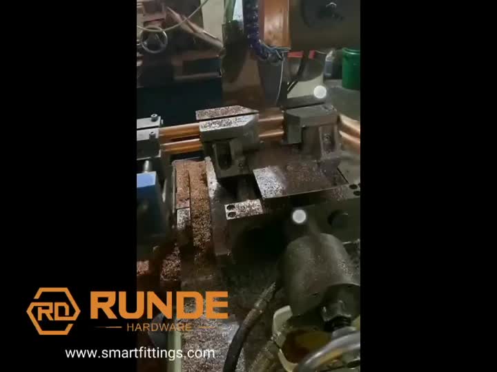 cutting the materials of copper elbow