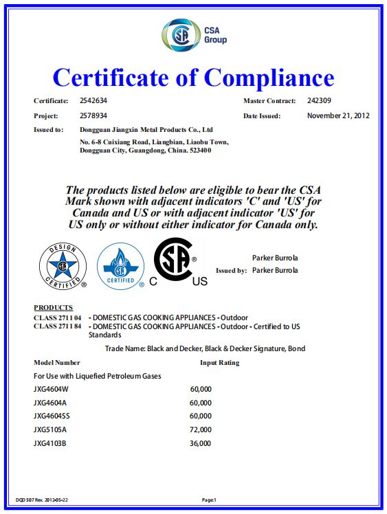 CSA Certificate 