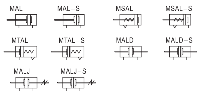 Airtac Type MAL -serie Mini Pneumatische luchtcilinderaluminiumlegering 2