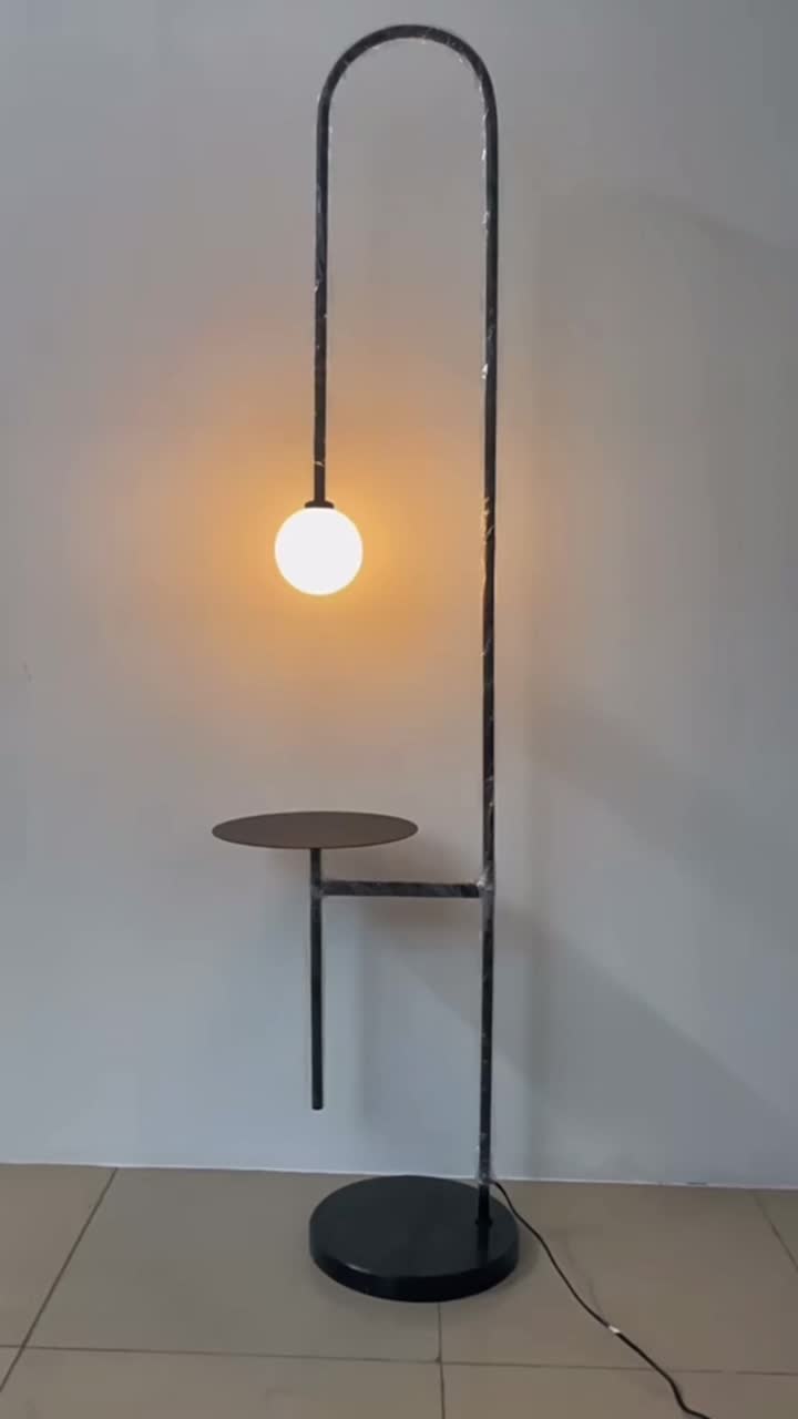 G9 bulb black floor lamp with a table