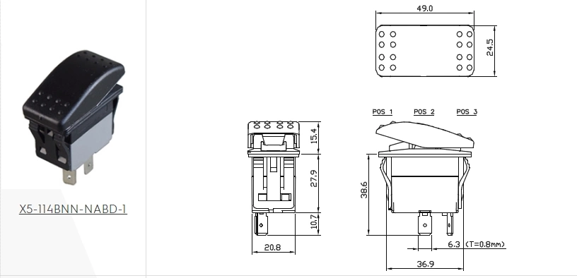 Otomobil Parçaları için IP67 DC Rocker Anahtarı