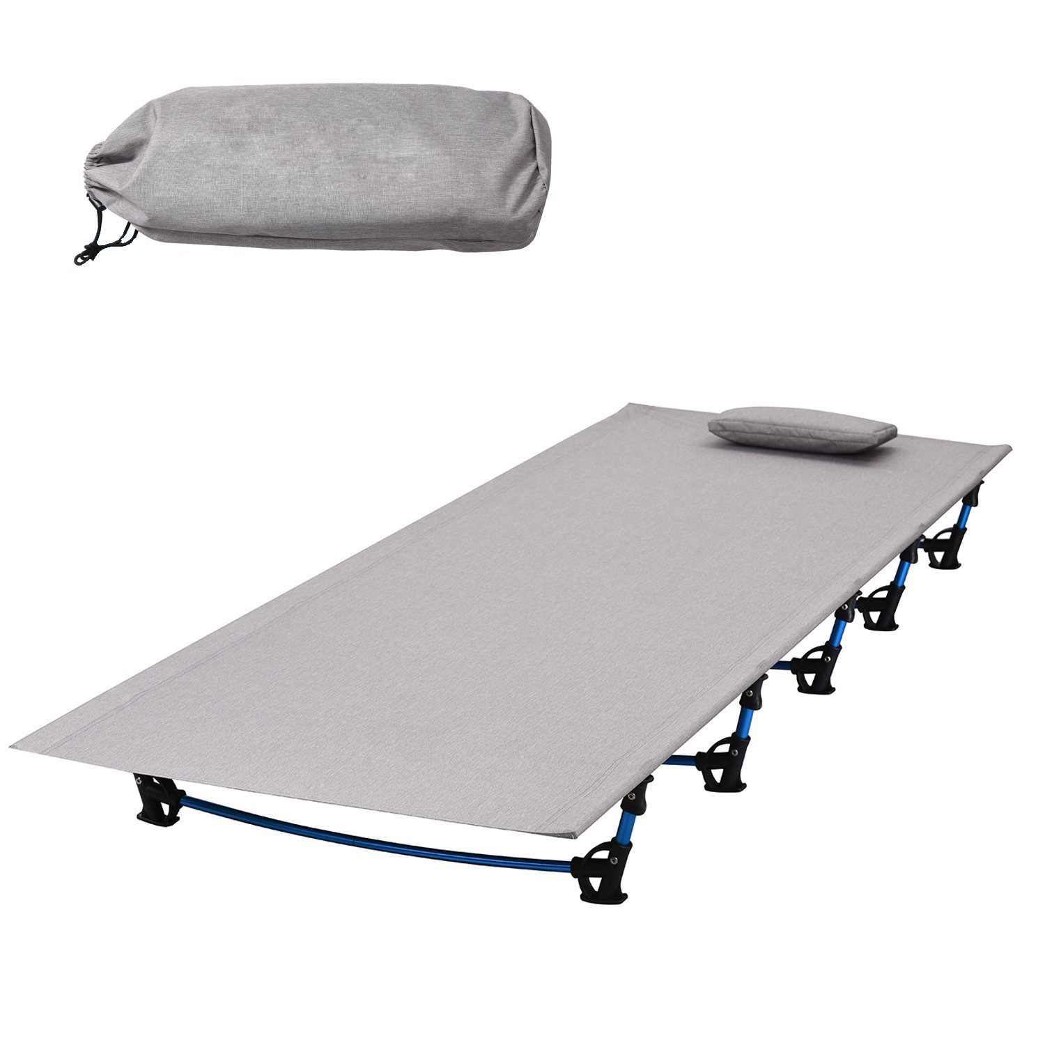 lightweight portable folding camping cot outdoor single bed with pillow