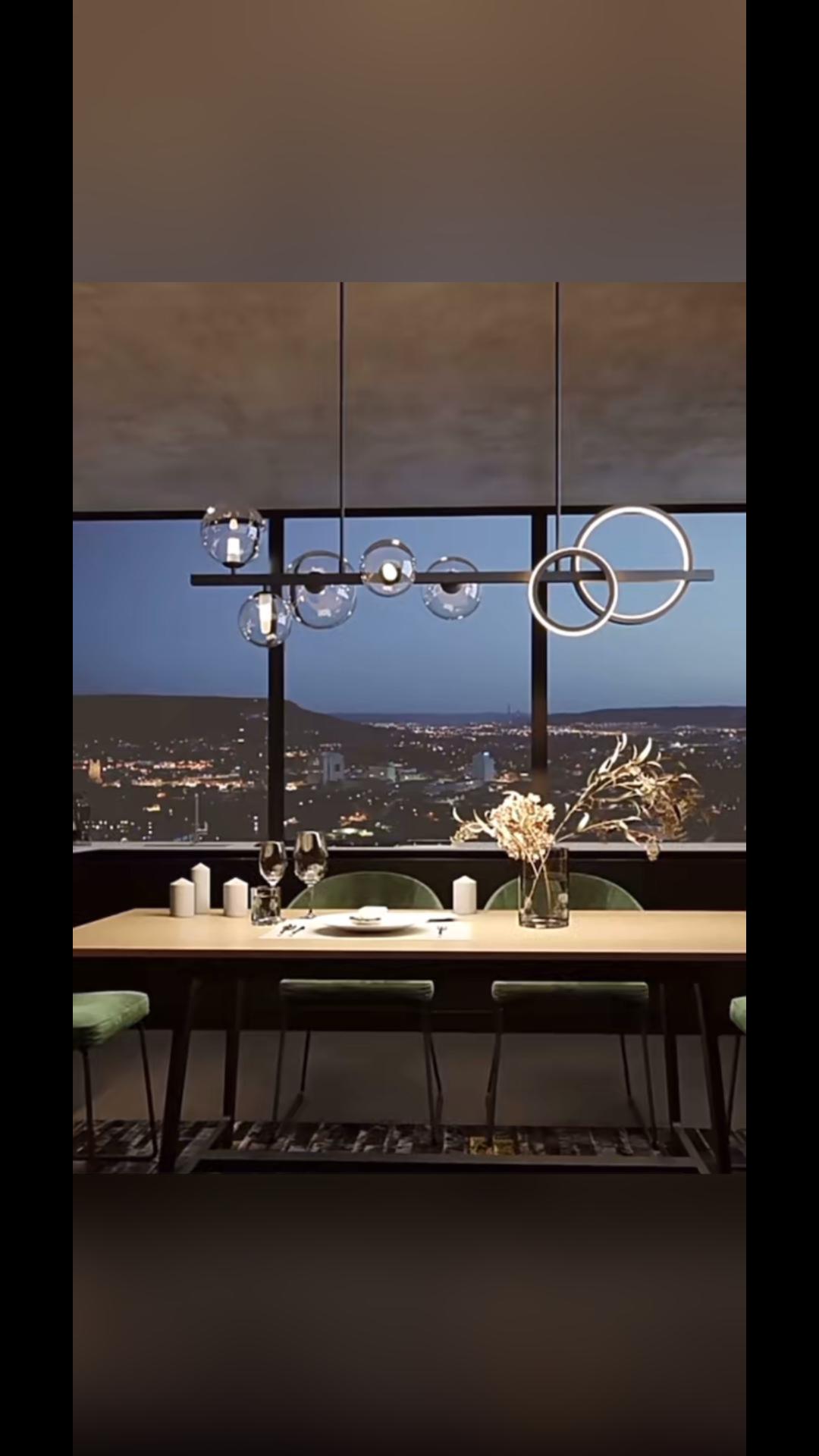 Glass bubble linear LED ring pendant Lamp