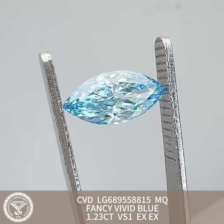 Fancy Blue Lab Grown Markise သည် 1.23CT IGI အသိအမှတ်ပြုလက်မှတ်ရရှိသည်