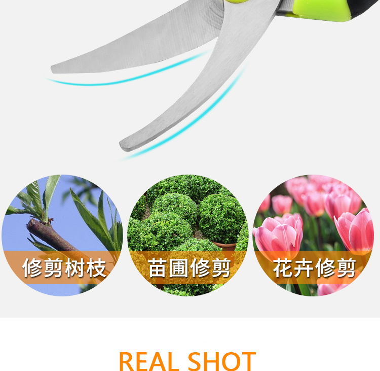 Curved blade head gardening scissors garden pruning shears non-slip labor-saving branch shears good quality scissors