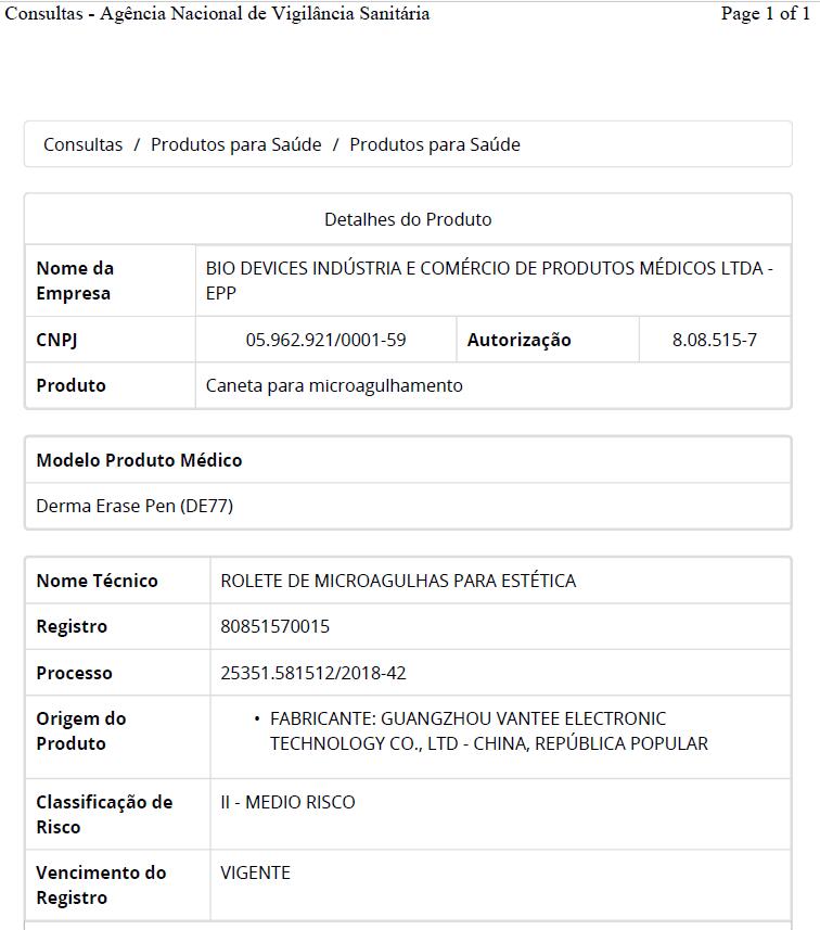 ANVISA for Derma Roller 