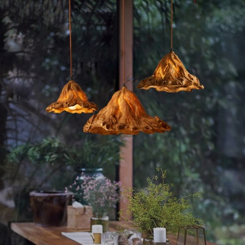 Wabi-sabi style resin pendant lamp