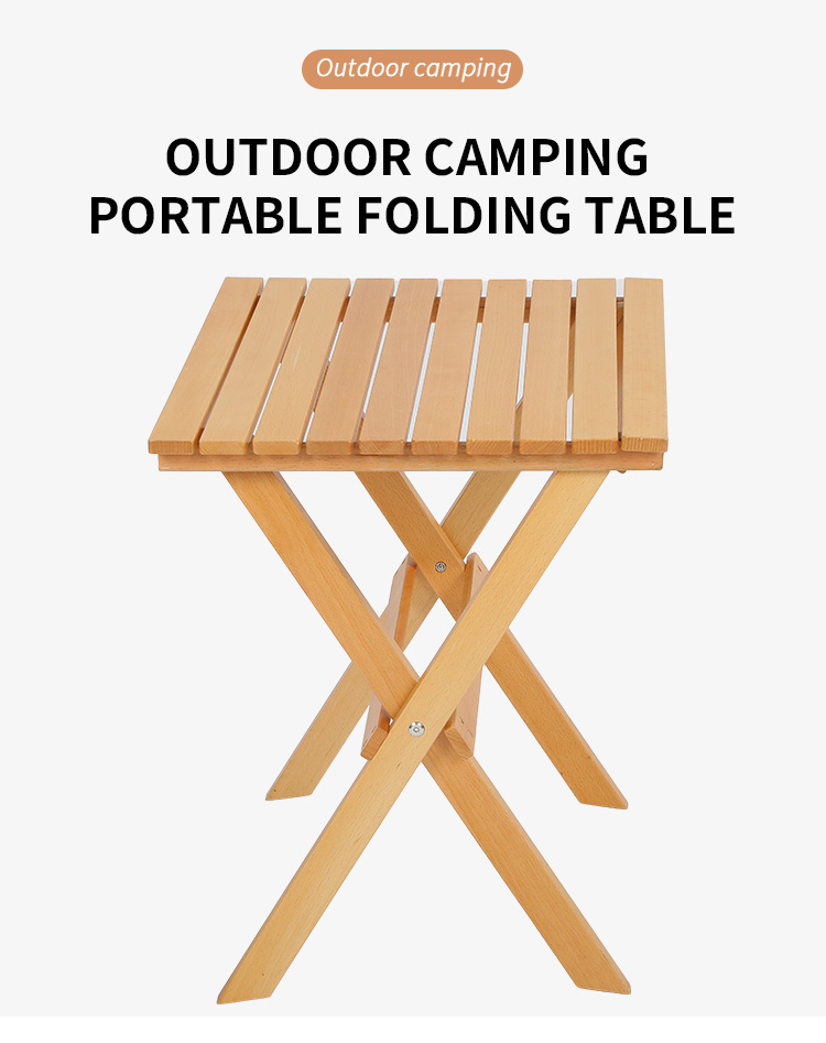 Luyuan Natural Color Wooden Folding Table Small And Light Portable Wood Table For Camping/Garden/Travel/Fishing