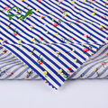 New design custom printed flower stripes blue 100% cotton shirt fabric1