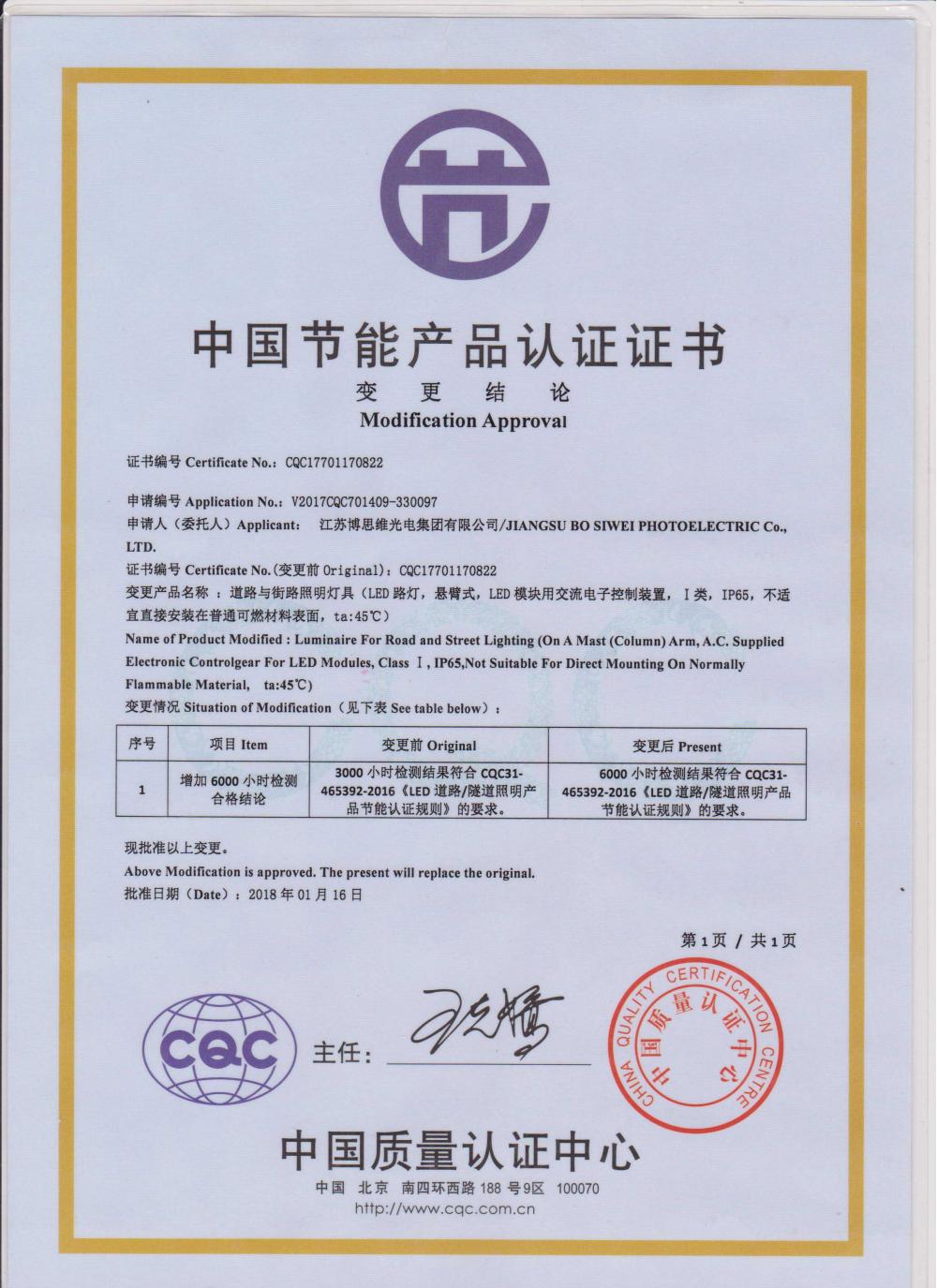 Energy-saving product certification