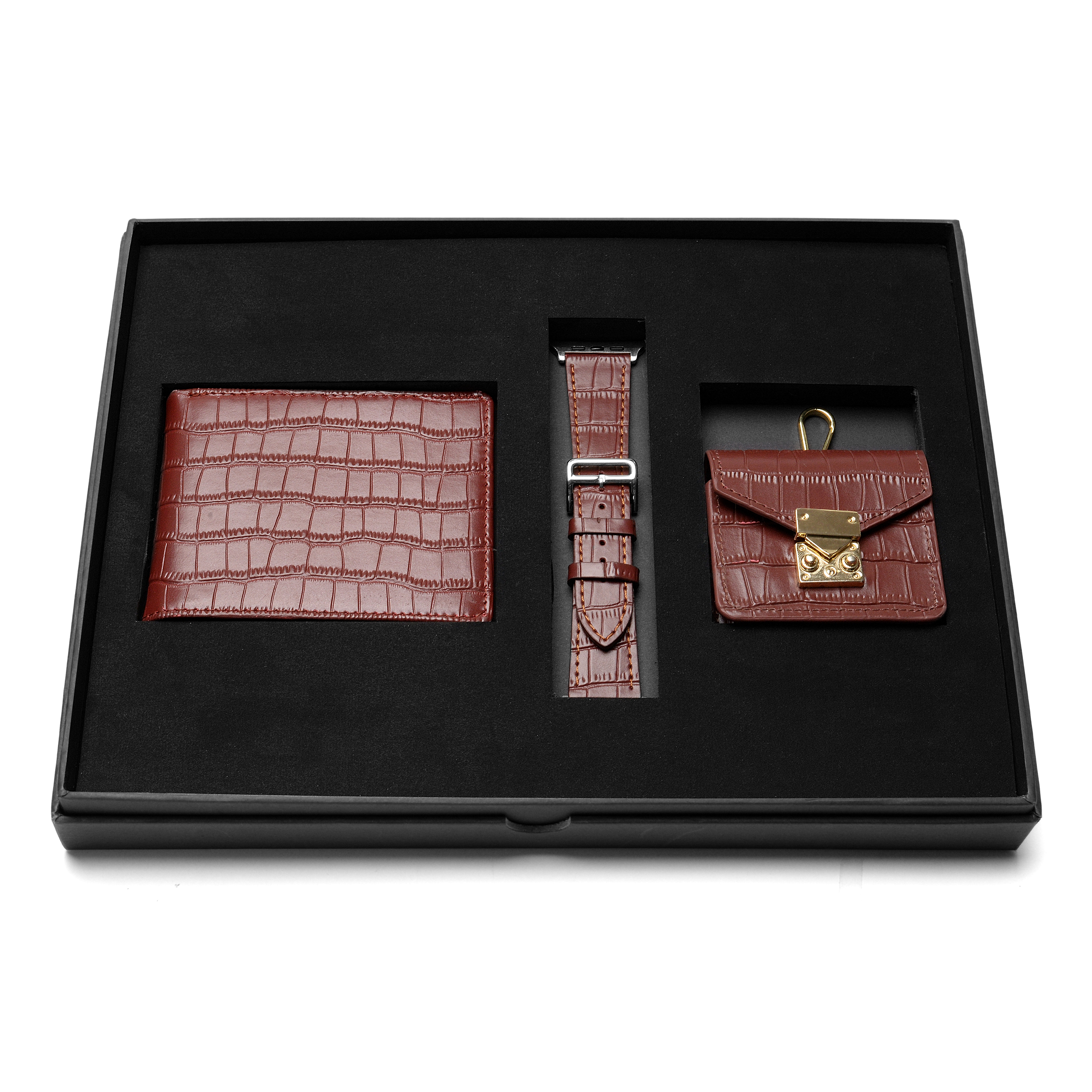 Brown Crocodile Wallet Gift Set