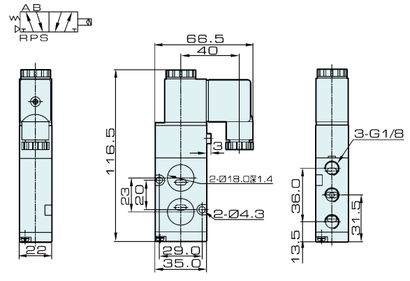 4M210-06 Válvula solenoide de placa Namur tipo Airtac 5/2 vías 0