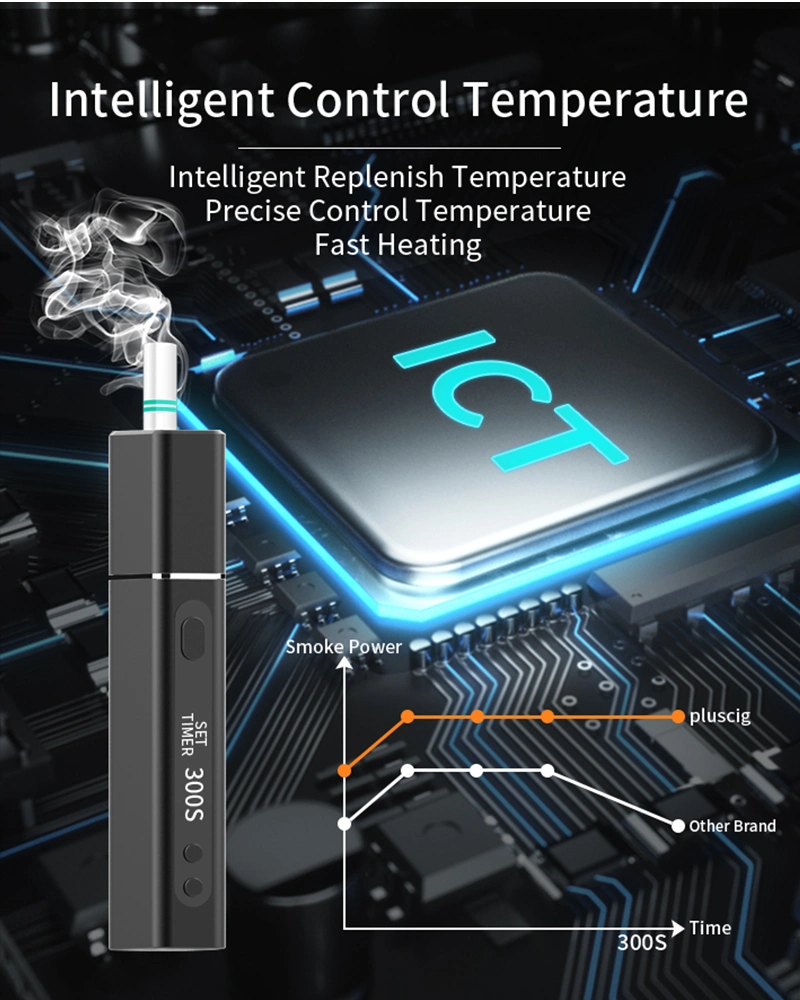 2021 Heat Not Burn Device Pluscig S9 OLED Display 3500mAh E-Cigarette Heating Device