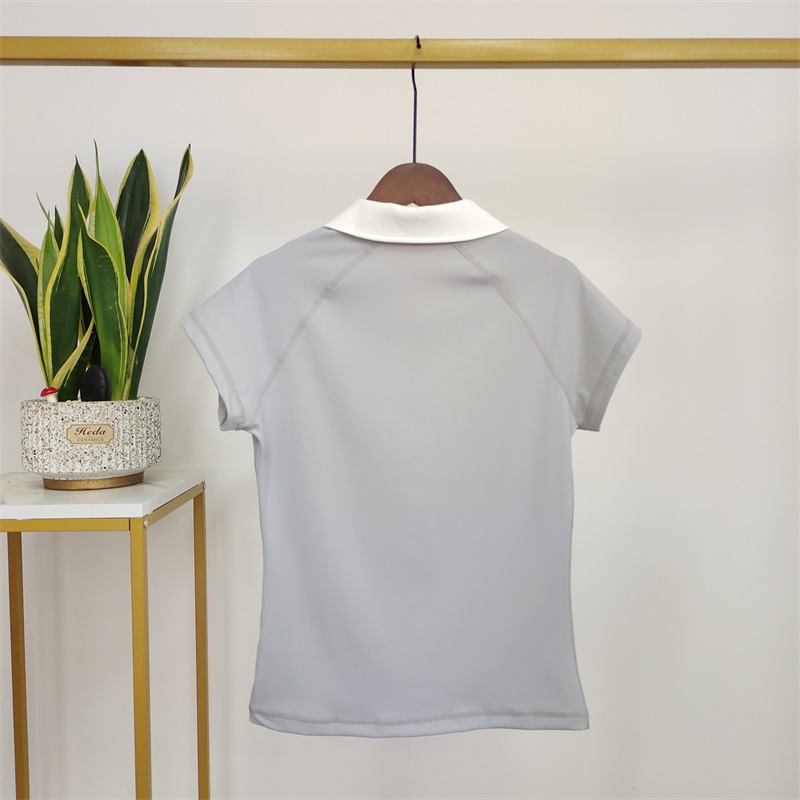 Light gray short sleeve riding shirt